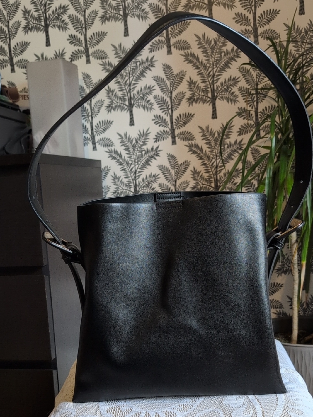 Antik Kraft Black Vegan Leather Shoulder Bag